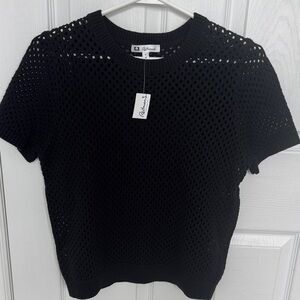 Reitmans Black Short Sleeve Crochet Top